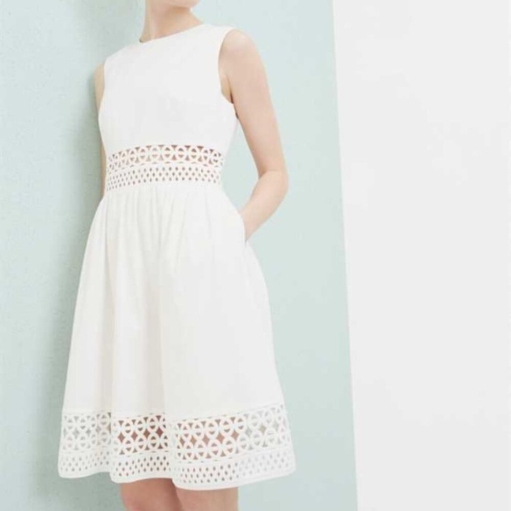 FINAL CALL!! Ted Baker Dayzey Fit Flare White Lace Cut Out Dress